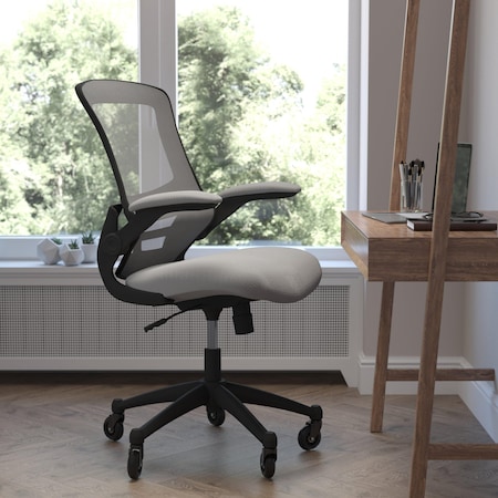 Flash Furniture Gray Mesh Mid-Back Task Chair with Roller Wheels BL-X-5M-DKGY-RLB-GG